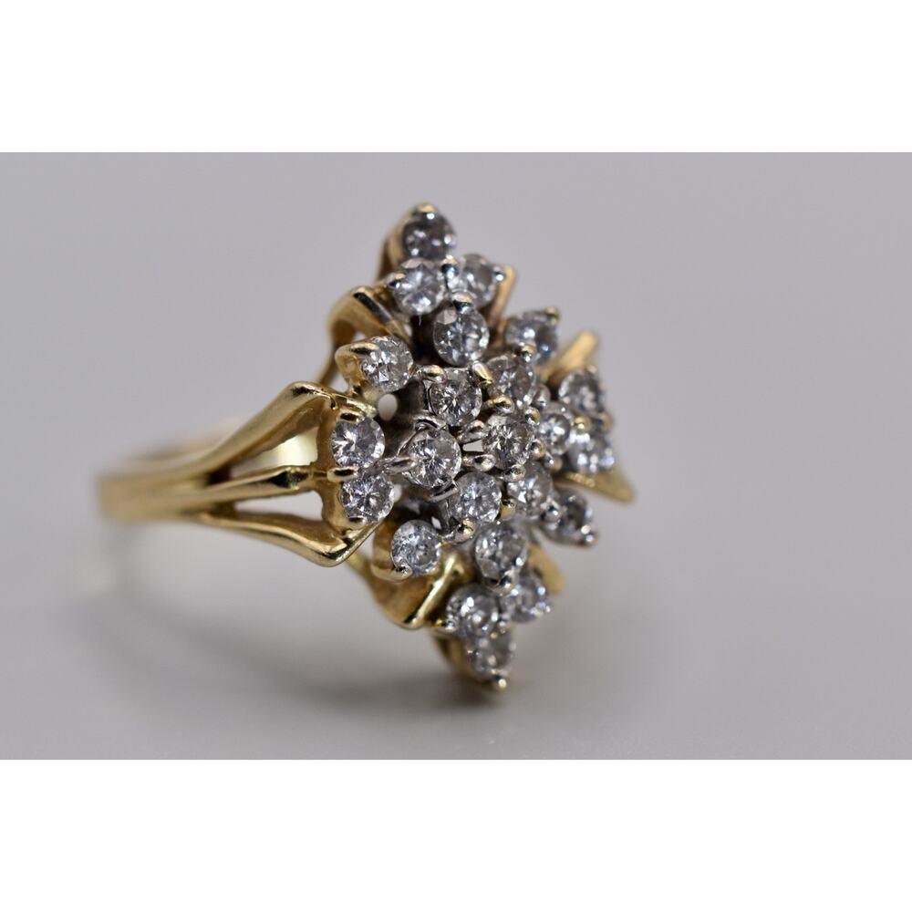 14K Yellow Gold Diamond Cluster Cocktail Ring 0.70ctw Estate Statement 3.86g 5.5